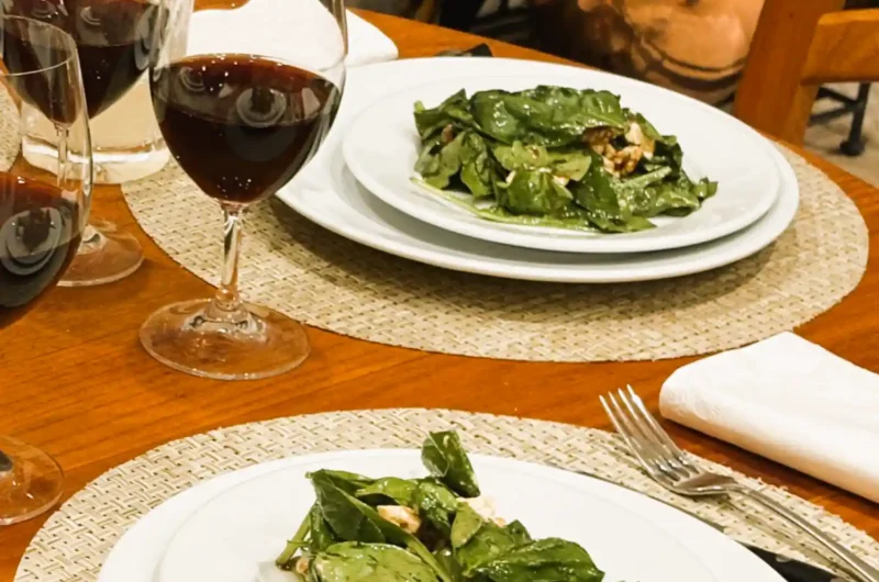 Flambé Spinach Salad