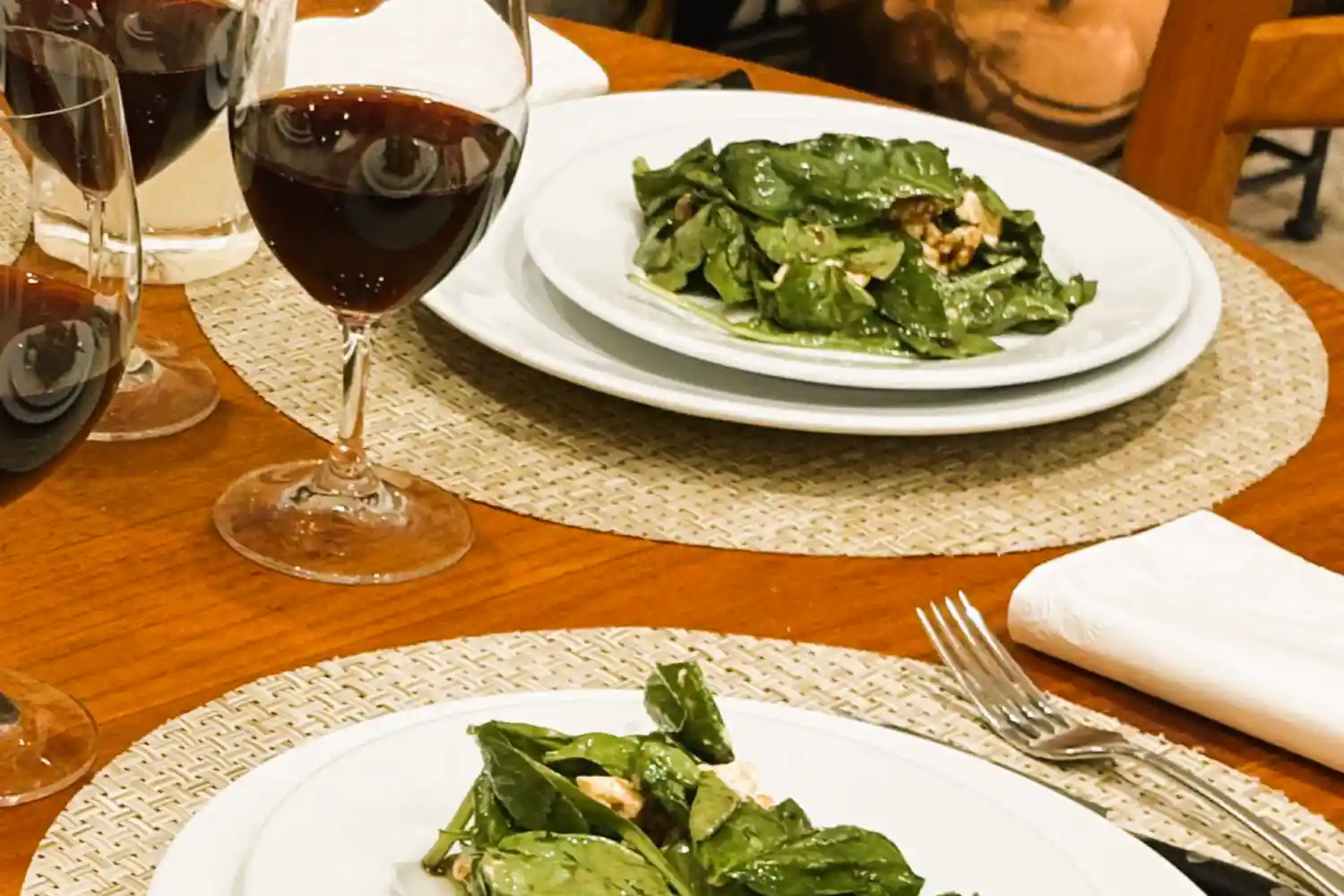 Flambé Spinach Salad